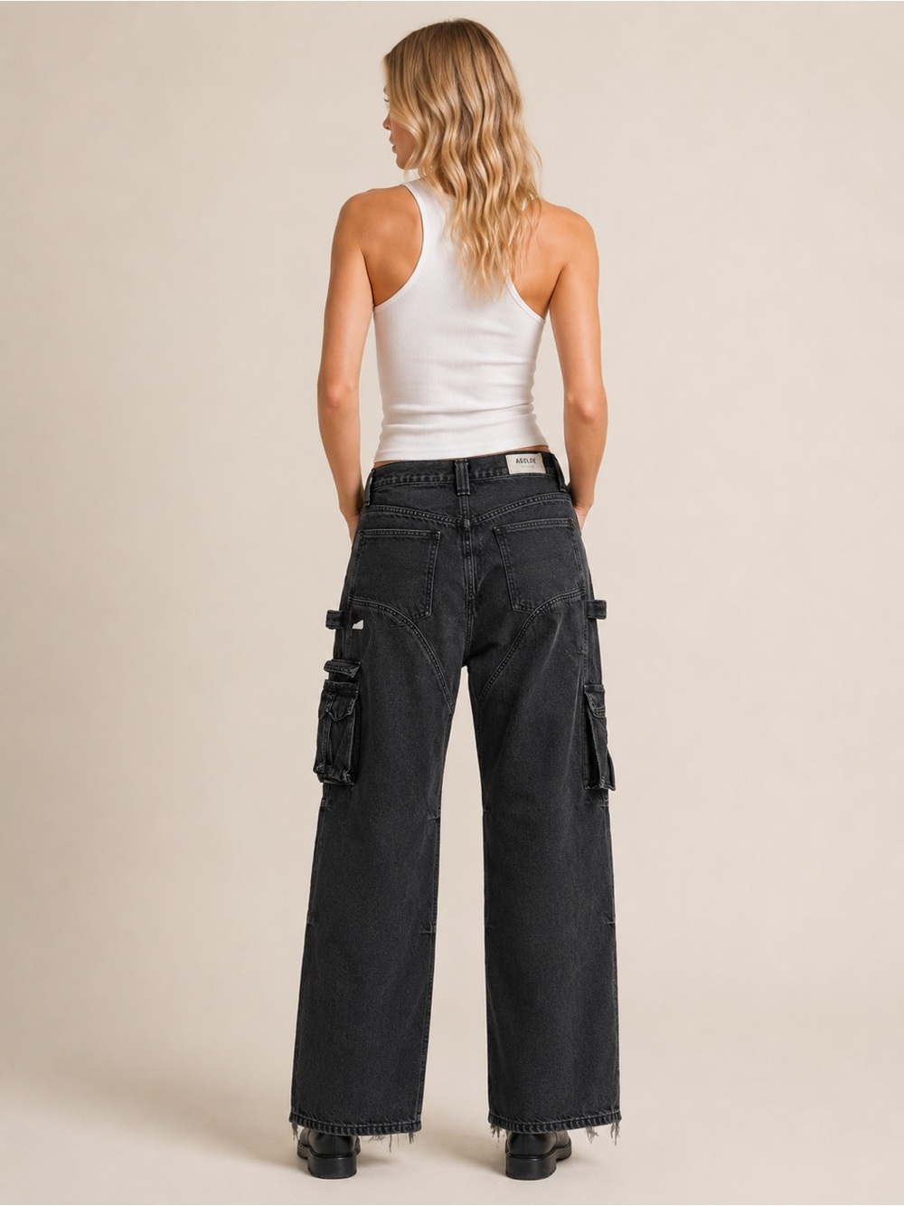 Agolde Neri Cargo Jeans Black wash Wide Leg Utility 25483 - Picture 3 of 16
